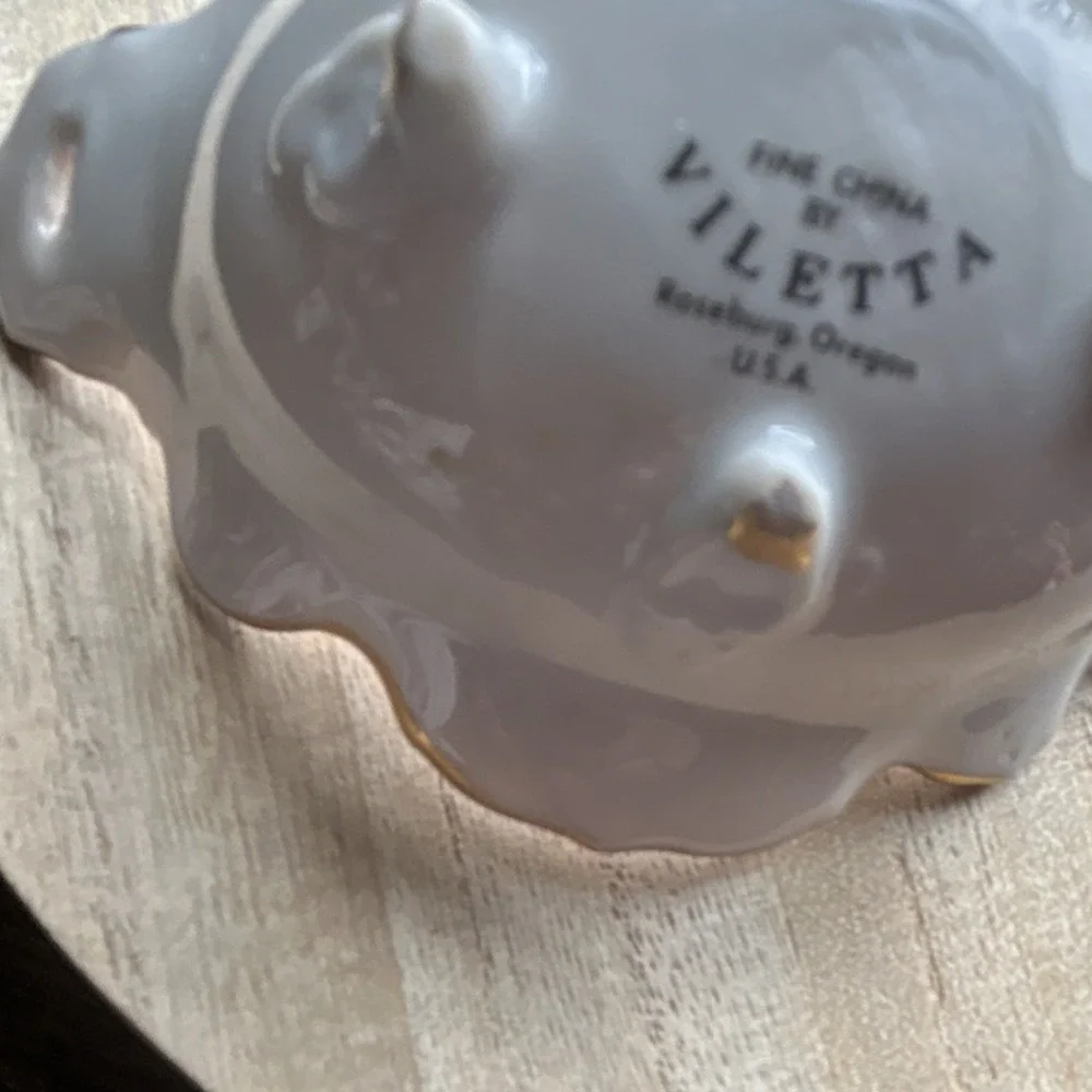 Viletta Fine China Baby Trinket Bowl Pink Gold Trim Sleeping Baby Roseburg OR